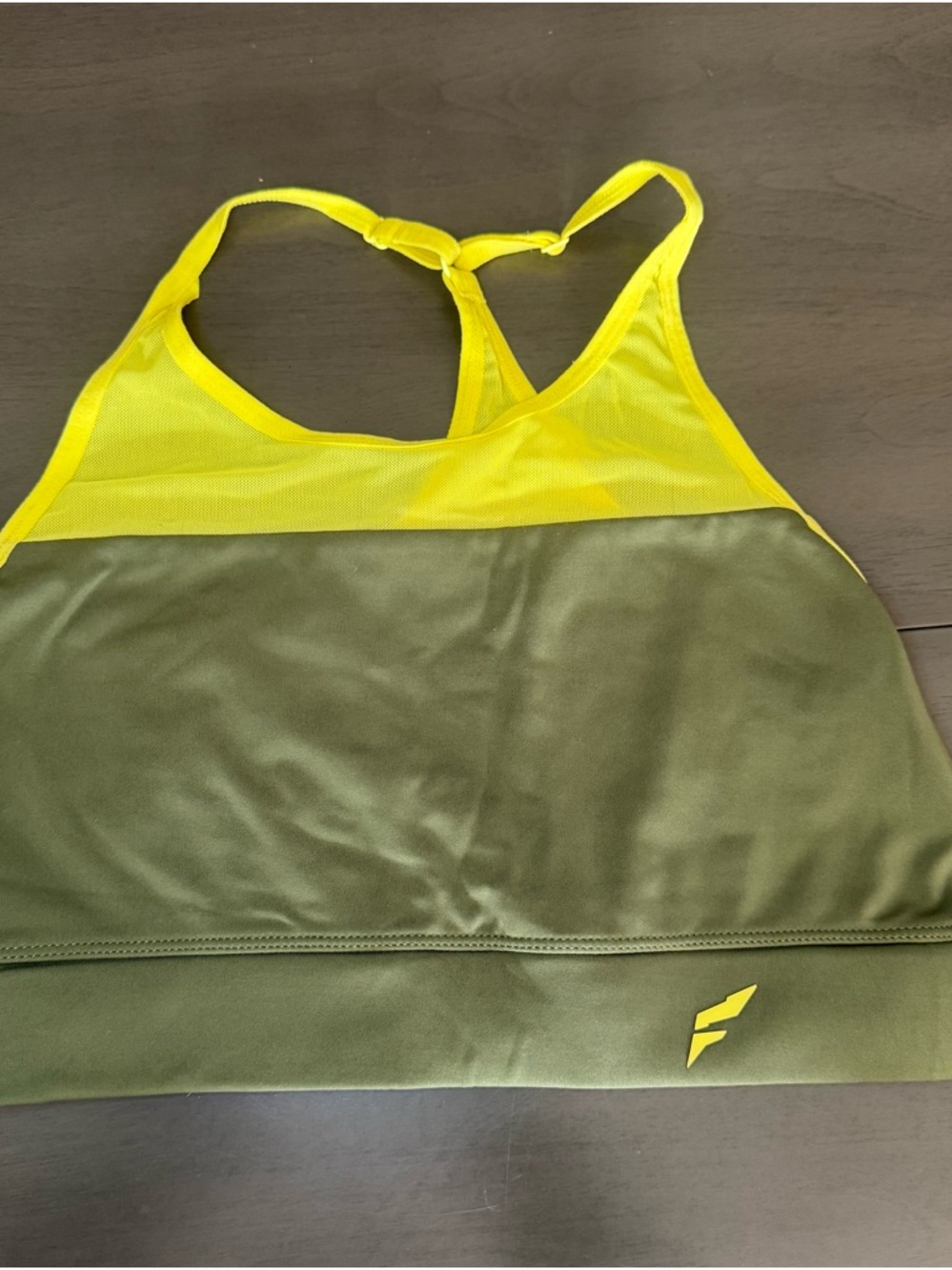 flag nor fail Yellow and Olive Green Racerback Sports Bralette